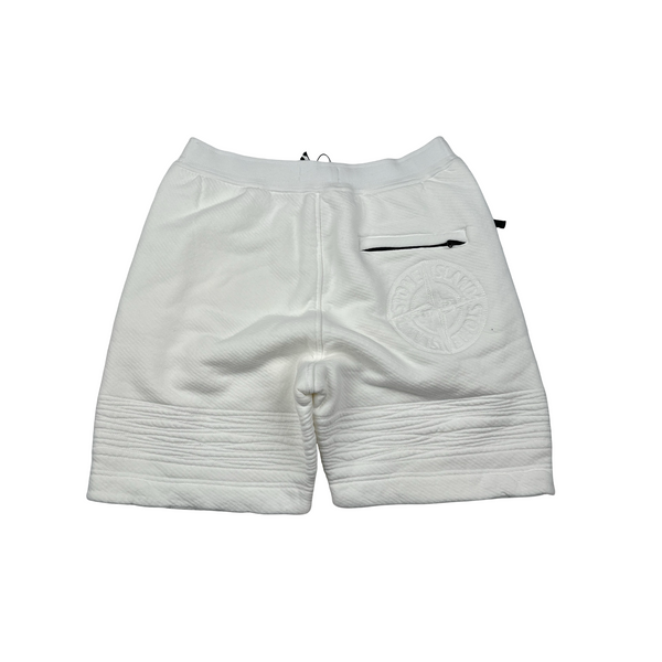 Stone Island 2022 White Compass Thick Cotton Shorts - Medium