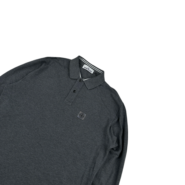 Stone Island Grey Cotton Long Sleeve Polo Shirt - XL
