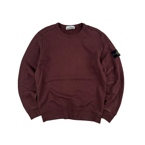 Stone Island 2019 Maroon Red Cotton Crewneck - Small