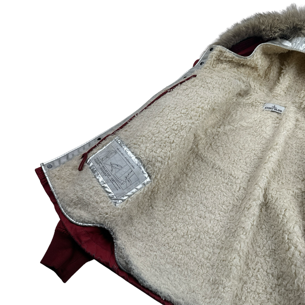 Stone Island 2015 Silver Sherling Liner Coyote Fur Hood David TC Jacket - Small