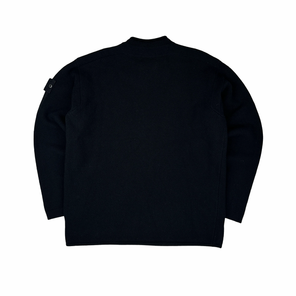 Stone Island X Dover Street Market 2023 Ghost Black Thick Wool Printed Crewneck Jumper - Large