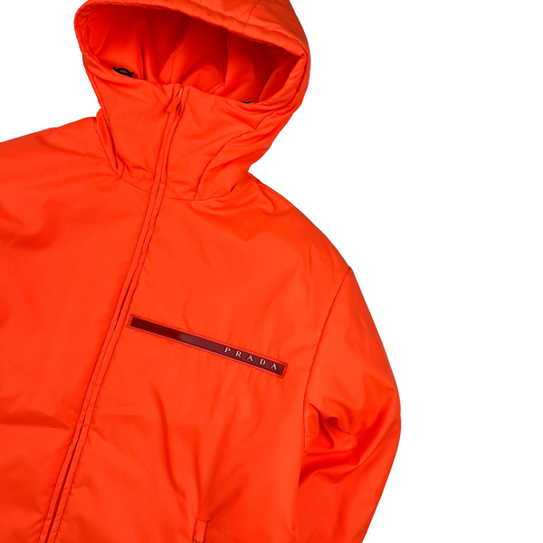 Prada Linea Linea Rossa 2018 Corallo Fluo Spellout Jacket - Medium