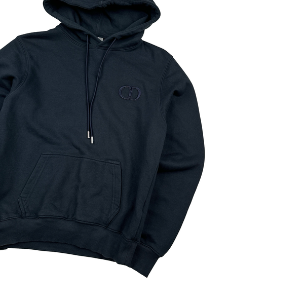 Dior Navy Thick Cotton Logo Hoodie - Small