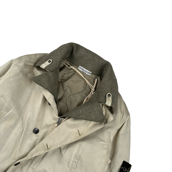 Stone Island 2005 Vintage Cream Duel Layer Raso Jacket - Large