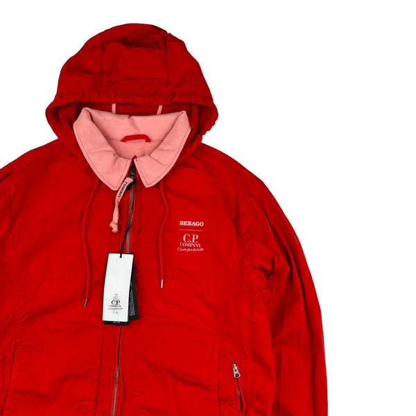 CP Company X Sebago Red Nylon Cotton Lined Collared Jacket - Small