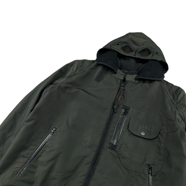 CP Company 2006 Dark Green Multi Pocket Leinster 200 Wool Lined Goggle Jacket - XL
