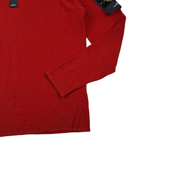 Stone Island 2019 Red Waffle Knit Crewneck Jumper - Large