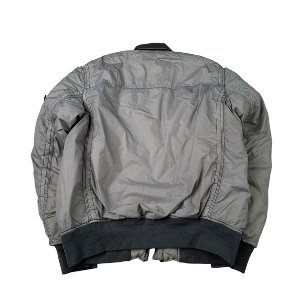 Stone Island 2012 Grey 30th Anni Garment Dyed Nylon Tela Quilted Jacket - Large