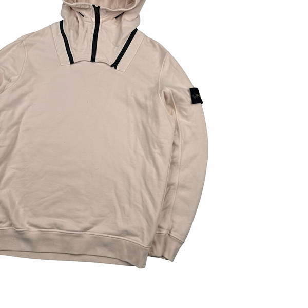 Stone Island 2022 Misty Rose Zip Off Hood Pullover Cotton Jumper - Large