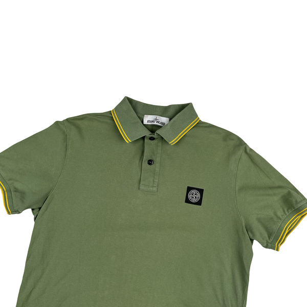 Stone Island 2018 Green Yellow Piping Polo Shirt - Large