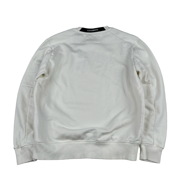 CP Company White Cotton Crewneck Sweatshirt - Medium