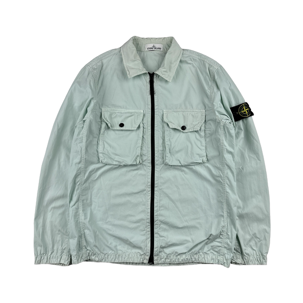 Stone Island 2021 Ice Blue Aqua Cotton Overshirt - Large