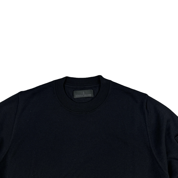 Stone Island 2024 Black Ghost Wool Light Knit Crewneck Jumper - Small