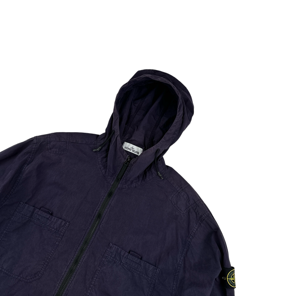 Stone Island 2017 Purple Hooded Cotton Zipped Overshirt Smock - XL
