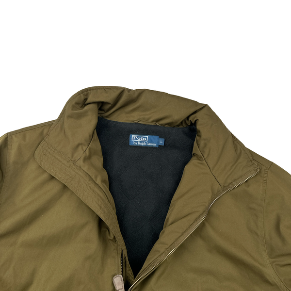 Ralph Lauren Khaki Green Quilted Bomber Jacket - Large
