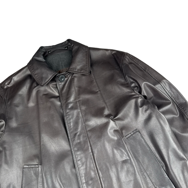 Louis Vuitton Vintage Leather Cashmere Liner Coat - Small