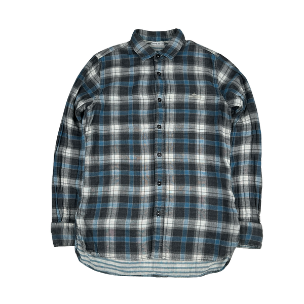 Stone Island 2011 Blue Cotton Plaid Buttoned Shirt - Medium