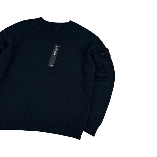 Stone Island 2025 Ghost Navy Cashmere Crewneck Knit Jumper - Large