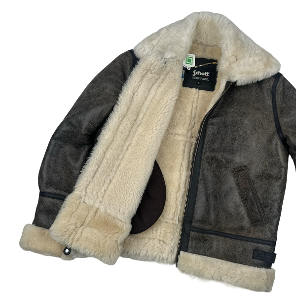 Schott Suede Sherling Lined Thick Jacket - Large