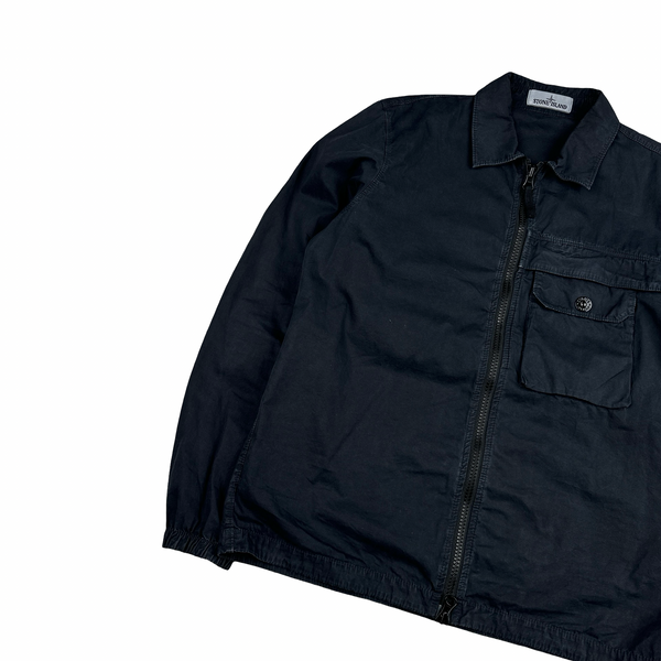 Stone Island 2020 Black Zipped Cotton Overshirt - Medium