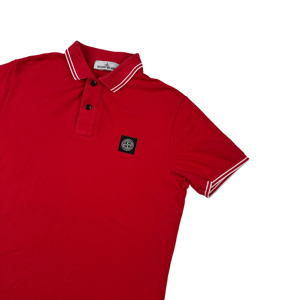 Stone Island Red Short Sleeve Polo Shirt - Large