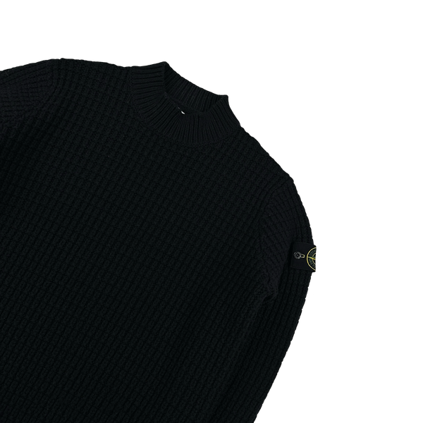 Stone Island 2024 Black Virgin Wool Knit Jumper - Large