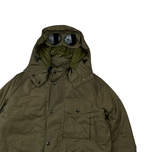 CP Company Khaki Micro M Down Filled Goggle Jacket - Large
