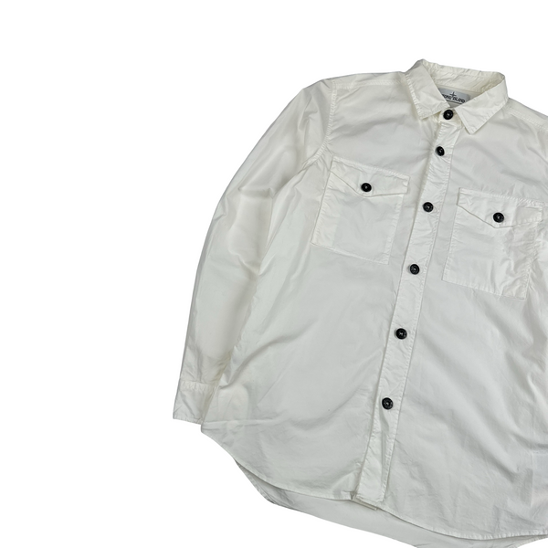 Stone Island 2017 White Cotton Buttoned Shirt - Large