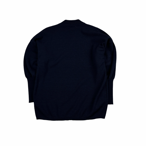 Stone Island 1986 Navy Knitted Wool Blend Spellout Vintage Pullover - Medium