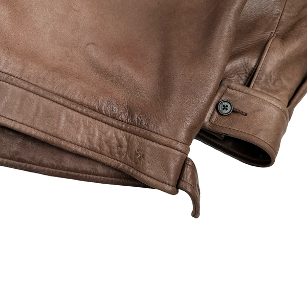 Ralph Lauren Brown Heavyweight Leather Jacket - Large