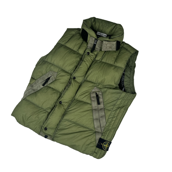 Stone Island 2010 Green Opaque Nylon Tela Down Gilet - XL