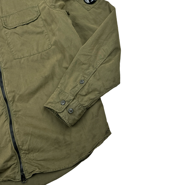 CP Company Khaki Cotton Zipped Overshirt - Medium