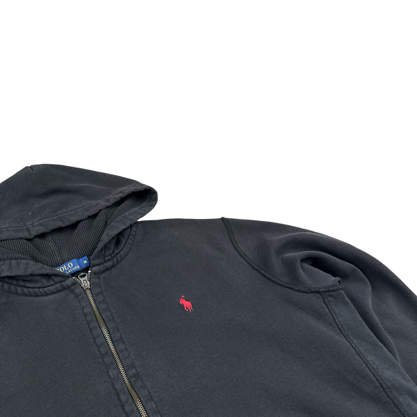 Ralph Lauren Black Thick Cotton Zipped Hoodie - XL