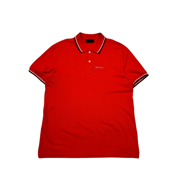 Prada Red Cotton Polo Shirt Large