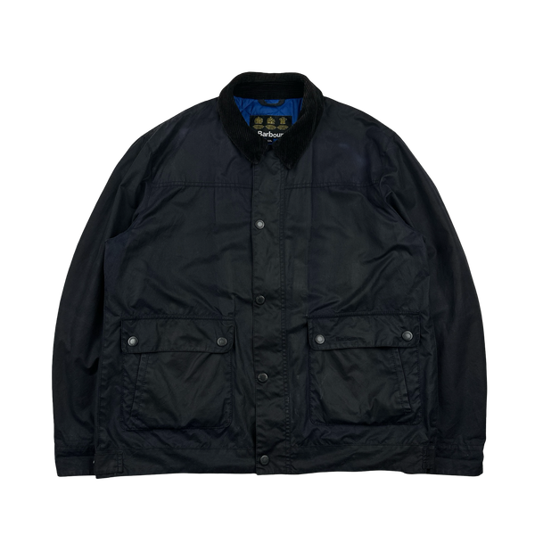 Barbour Navy Cotton Quilted Lined Wax Field Jacket - XXL