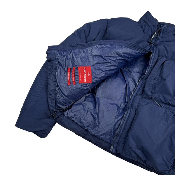 CP Company Navy Flatt Nylon Down Filled Lens Viewer Puffer Jacket - Small