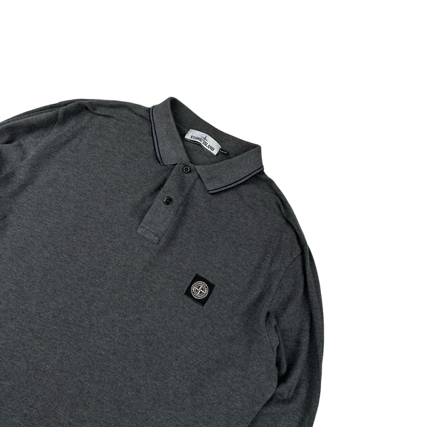 Stone Island Charcoal Long Sleeved Polo Shirt - XXL