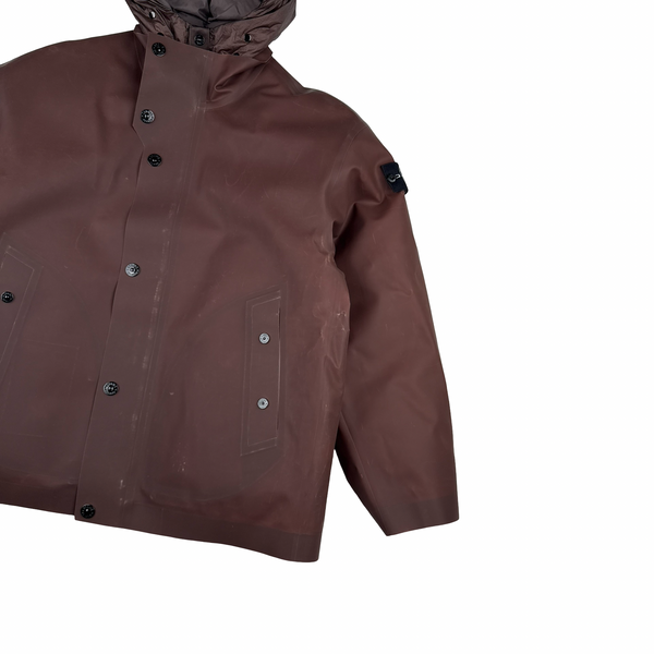 Stone Island 2023 Poly Strata Down Lined Brown Ice Jacket - Medium