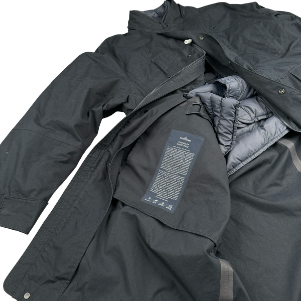 Stone Island 2023 Navy O-Ventile Ghost Piece Dual Layer Long Jacket - Medium