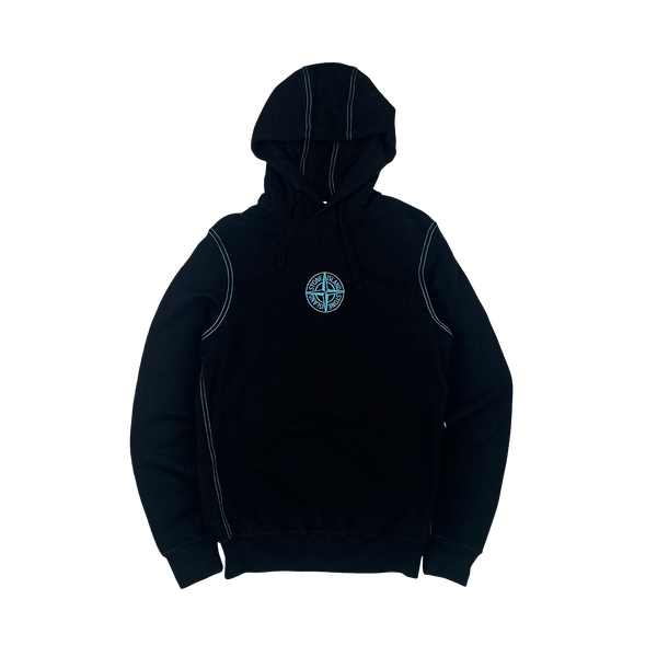 Stone Island Contrast Stitch Cotton Pullover Compass Hoodie - Small