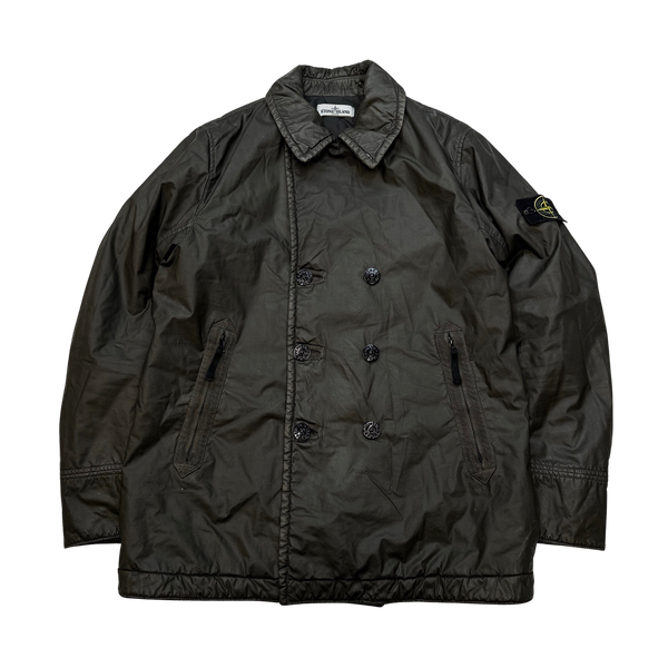 Stone Island 30th Anni Brown Mussola Gommata Double Breasted Jacket - Small