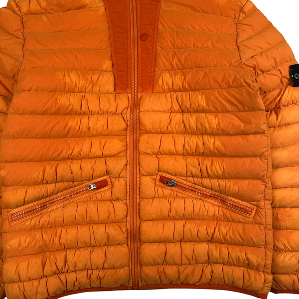 Stone Island 2019 Orange Loom Woven Down Puffer Jacket - Large