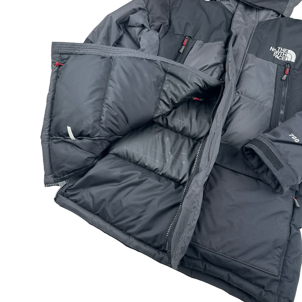 North Face Black/Grey Summit Series Vostok Antarctica Down Hooded Long Puffer Jacket - Small