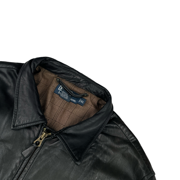 Ralph Lauren Black Heavyweight Leather Jacket - XL