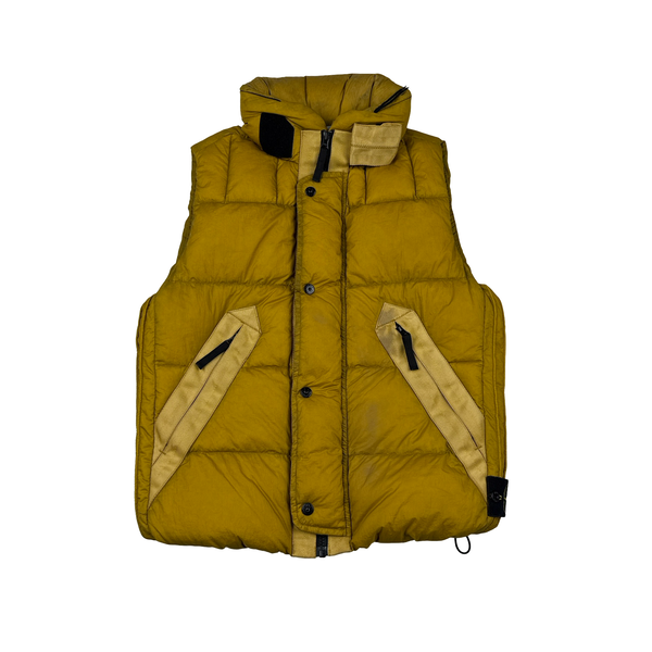 Stone Island 2010 Yellow Opaque Nylon Tela Down Gilet - Small