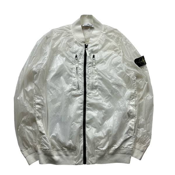 Stone Island 2021 White Lucido TC Bomber Jacket -Large