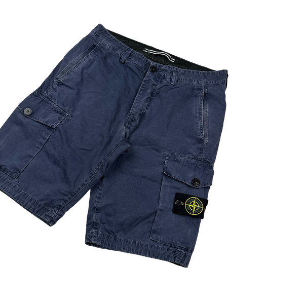 Stone Island 2017 Navy Cotton Cargo Shorts - 32"