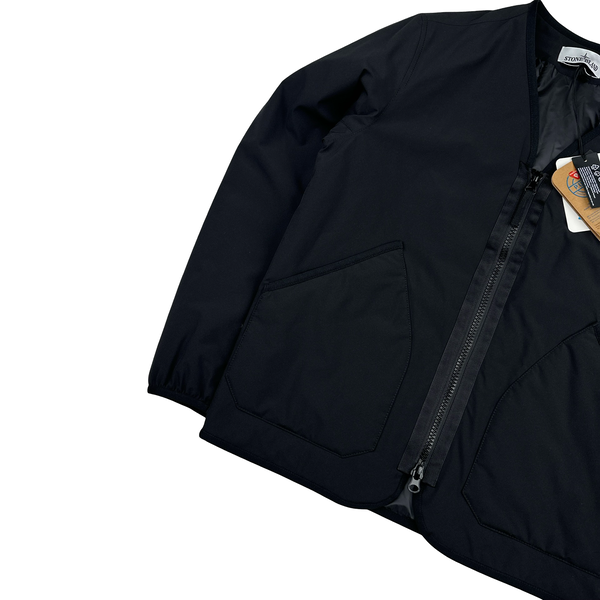 Stone Island 2023 Black Soft Shell R eDye Technology Primaloft Lined V Collar Jacket - Small