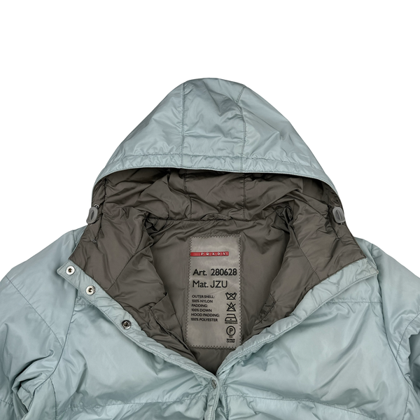 Prada Baby Blue Cuff Tab Zipped Puffer Jacket - Small