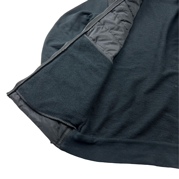Prada Black Nylon Padded Chest Panel Cotton Hoodie - Small